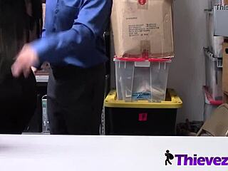 Thick white beauty contrasts with investigator's huge cock in intense fuck