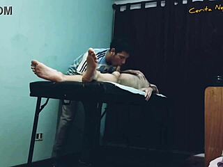 Intense gay massage leads to blowjob happy ending.