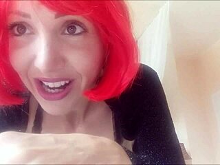 Redhead smokes cigarette fucks endowed.