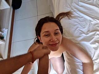 Latina model gets pussy by huge cock during interview.