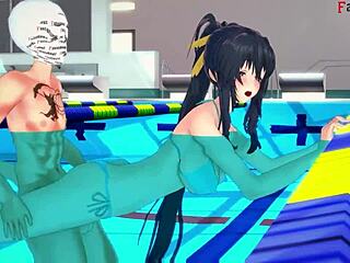 Akeno boldly asks for intense sex in the public pool during HS DXD NTR madness