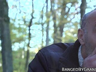 Nympho teen rewards old voyeur caught watching her!