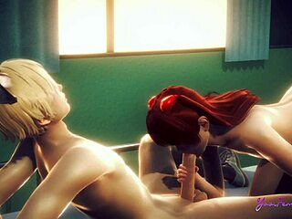 Damn! Asuka Femboy Swallows Cum in Evangelion Anime!