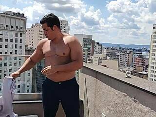 Bisexual studs get sprayed jizz.