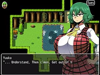 Yuka in scattered shard hentai threesome with goblins at hotspring