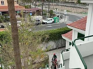 long legged spinner gets tossed around in her hotel room