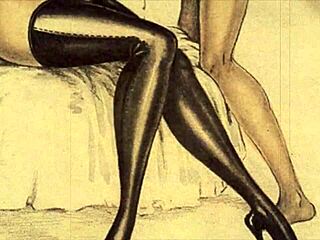 Vintage erotic drawings retro fantasies ko life deti hain.