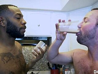 Manupfilms Magic Protein Shakers: Alex Hawk and August Alexander Bent Over for Big Black Cock Assfucking