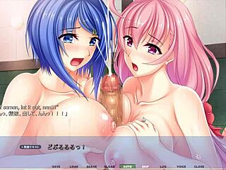 Dual step-sister titfuck action in Akumeru family series