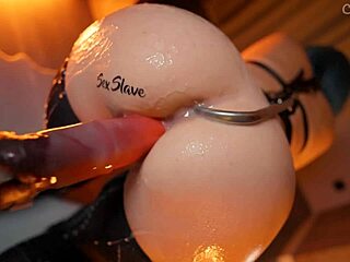 tied and creampied submissive girl bdsm training with an anal hook