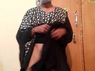 Hot Gay Masturbation in Wife’s Silk Gown