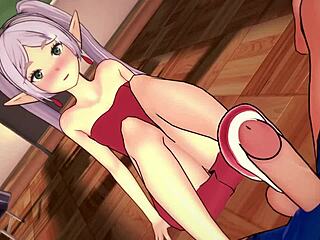 Frieren in towel prepares for love in uncensored hentai