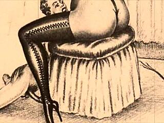 Vintage erotic drawings retro fantasies ko life deti hain.