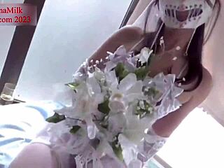 stunning wedding dress cosplay with epic squirting action in part one