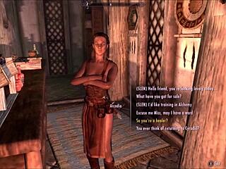 Blonde and redhead rip clothes in erotic fantasy scene.