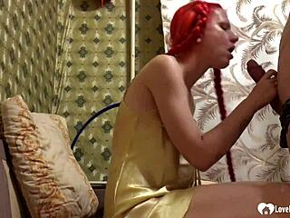 redhead stepsister feels every thrust in doggy position