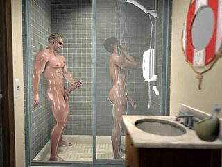 Derek's Shower Handjob Leads To Cumshot!