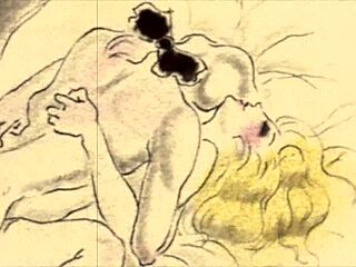 vintage erotic illustration from retro anime cartoons