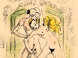 vintage erotic illustration from retro anime cartoons