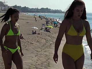 Trio on the beach with young amateurs