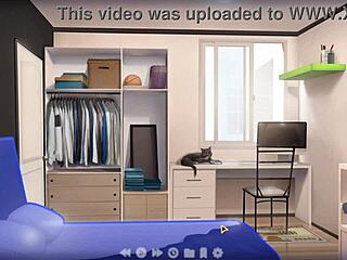 Naughty aunt grinds huge tits on my cock