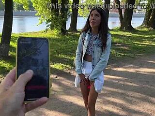 girlfriend cums in public park under my toy control