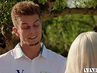 Christy bent over for intense doggystyle licking at hotel.