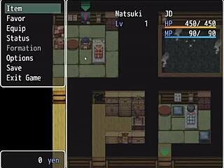 Tanned girl natsuki in hentai game episode with old man