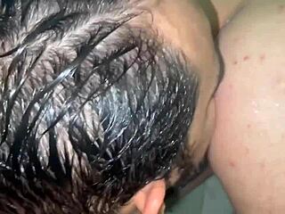 In the bathroom, the strong bearded man feels intense pleasure as the twink handles his monster cock