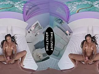 Up close vr - hot stacked cali sweets titty fucks david lees big dick before riding it like a champ!