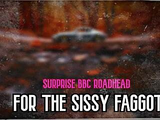 Surprise Big Black Cock Roadhead For Sissy Faggot