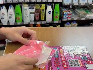 Asian ladyboy teases with new thong in store