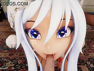 Hentai Vtuber Elfie Love Delivers Blowjob Cumshot On Big Tits In 3D Vrchat Mmd.