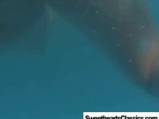 Remastered retro classic of lesbian swimming team enjoying outdoor activities in the garden with trimmed haircuts