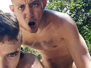 Intense threesome with two hot brunettes riding hard at the beach