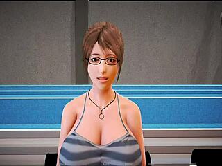 Friend creampies me in cowgirl with small tits bent over