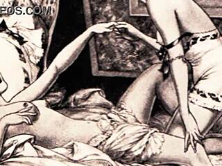 Vintage drawings with erotic themes.