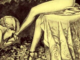 Vintage drawings with erotic themes.
