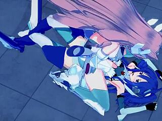 Tsubasa Kazanari and Kanade Am Share Intense Futanari Creampie Sex