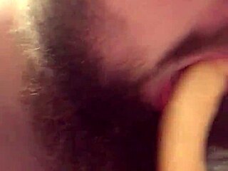 Young guy playfully sucks and rides his favorite toy in fun