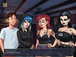 Detailed scenes from summertime saga episode 163 in anime style