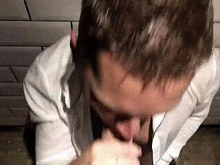 guy gets blowjob and bareback in nightclub toilet