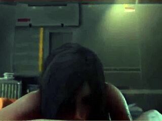 She takes it hard and holds up in this 3d animation