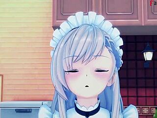 Belfast Boldly Sucks Dick at Pool in Azur Lane Fantasy Scene