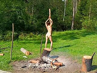 hot brunette gets doggystyle anal creampie in the woods