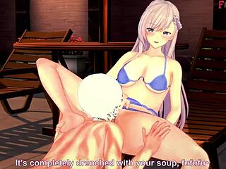 Belfast Boldly Sucks Dick at Pool in Azur Lane Fantasy Scene