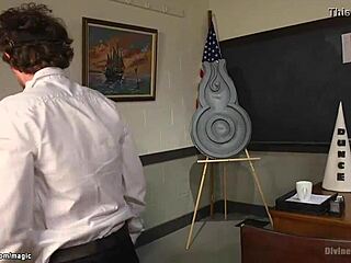 Busty Femdom Professor Pegs Tied Student Roughly