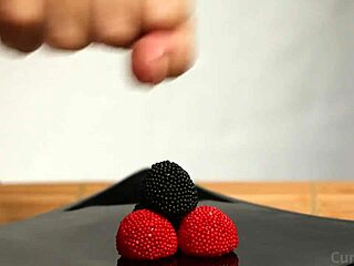 handjob with cum on candy berries surprise