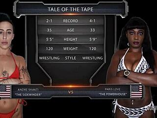 इंटररेसियल लेस्बियन सेक्स फाइट एंड्रे शक्ति और पैरिस लव के साथ स्टेमी हो जाता है