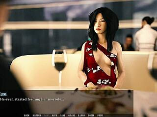 Intense footjob in restaurant during sex scene